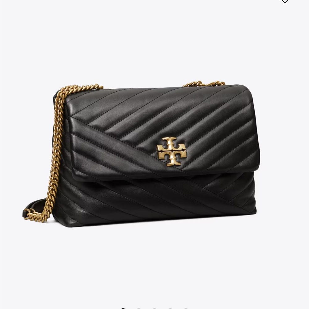 Tory Burch Kira Black and silver Quilted convertible Shoulder Bag